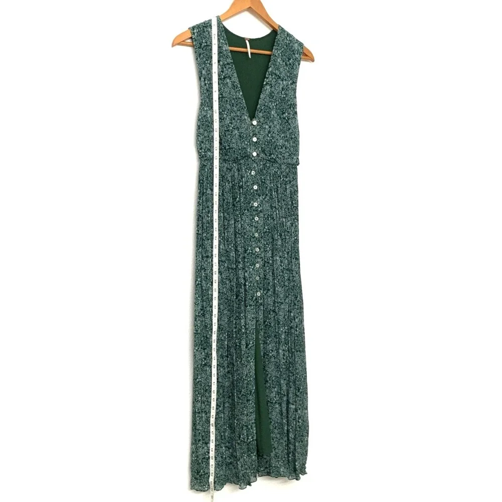 Free People Dress Womens Size 0 My Fair Lady Dress Floral Green Maxi Lined